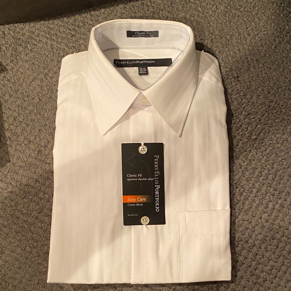 Perry Ellis Portfolio Classic Fit SignatureShouldrPleat EasyCare Men's Shirt NWT